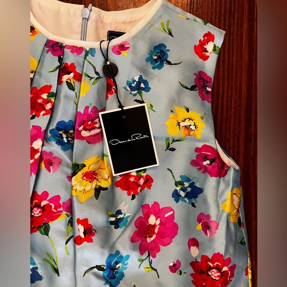 OSCAR DE LA RENTA Girls Silk & Cotton Floral Dress NWT - Picture 3 of 6